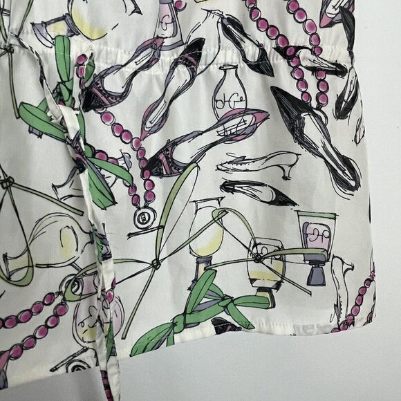 Lauren Conrad Fashion Neck Ruffle Tank Top peplum waist cinch Size Med Novelty - Picture 2 of 7